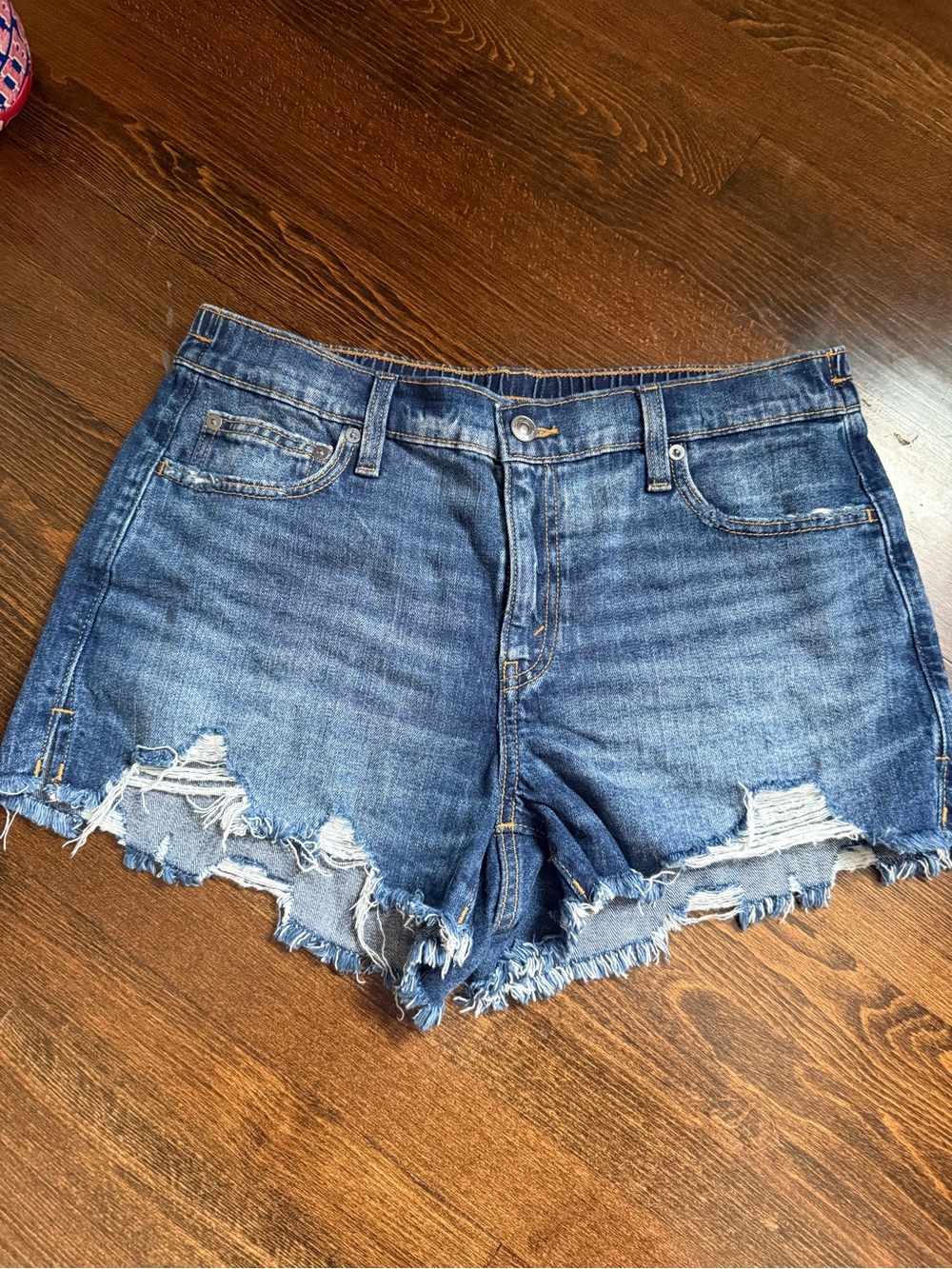 aerie Distressed Frayed Hem Denim Shorts